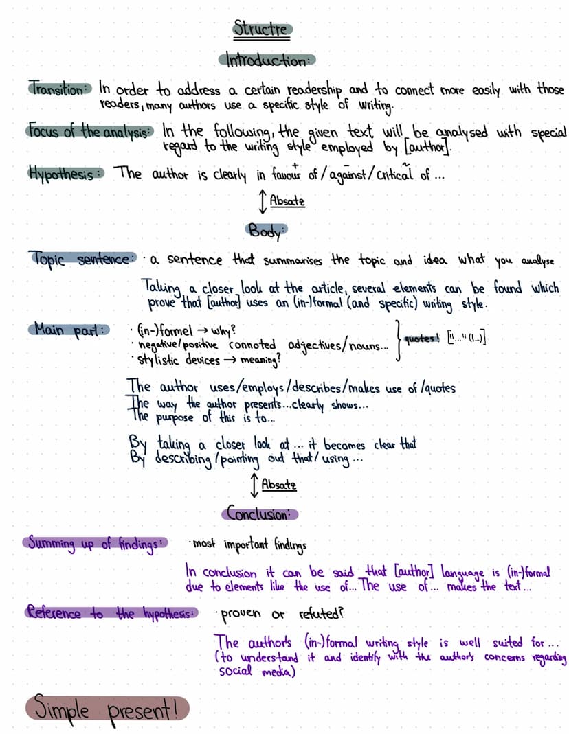analysis
Non-fictional text
Task: Analyse the author's style of writing and its effects on the reader. Focus on language.
(style, tone, regi