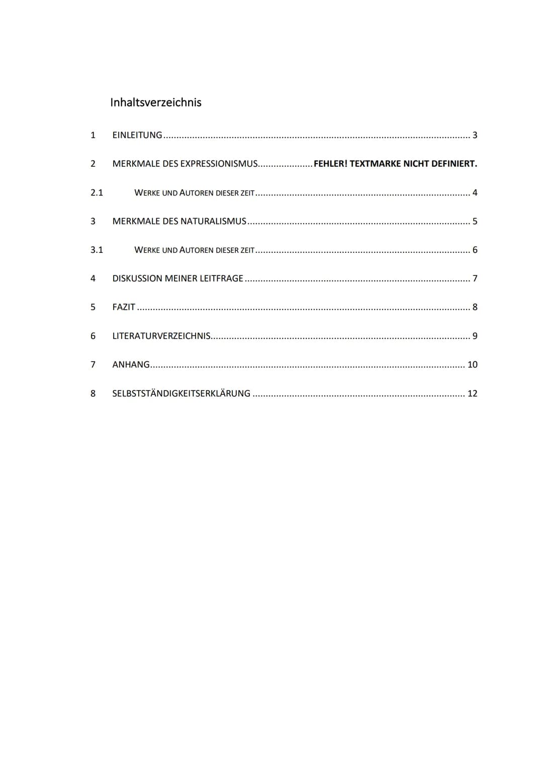 Facharbeit
Deutsche Literatur - Epochen
Der Expressionismus 1
2.1
2 MERKMALE DES EXPRESSIONISMUS...
3
3.1
Inhaltsverzeichnis
EINLEITUNG.....