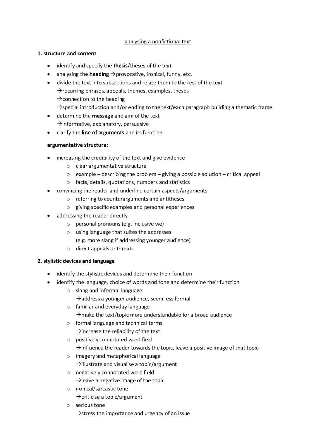 analysing a non-fictional text / Textanalyse im Englischen