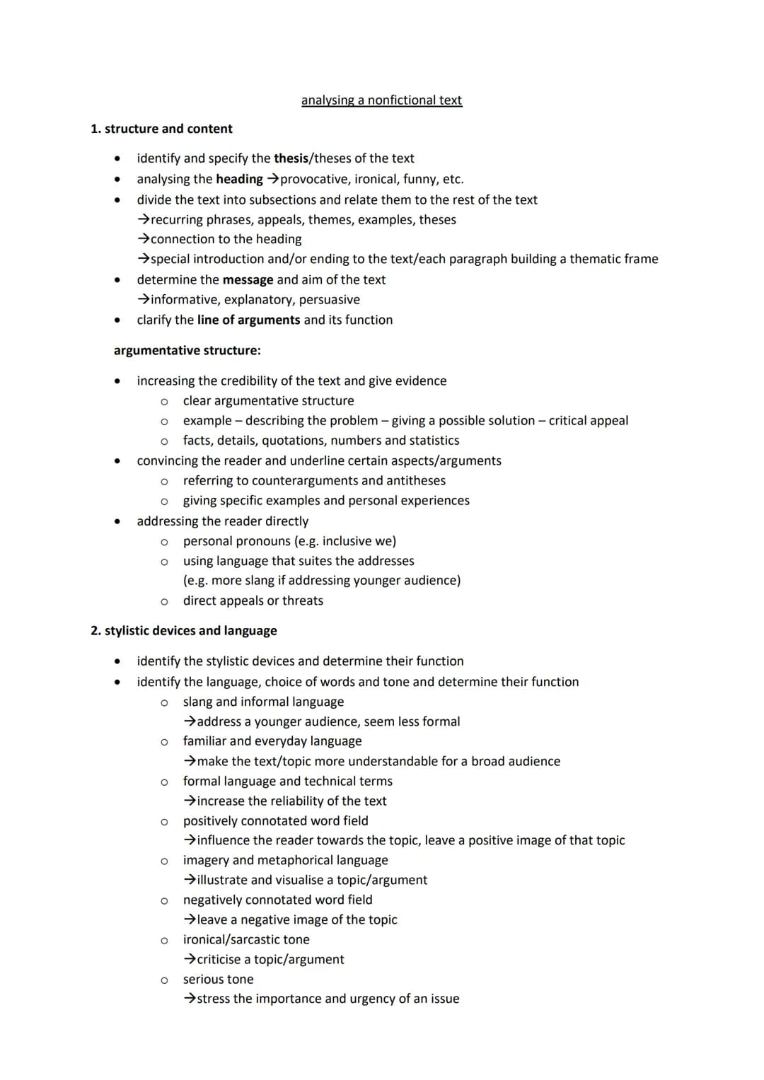 1. structure and content
●
●
●
→special introduction and/or ending to the text/each paragraph building a thematic frame
determine the messag