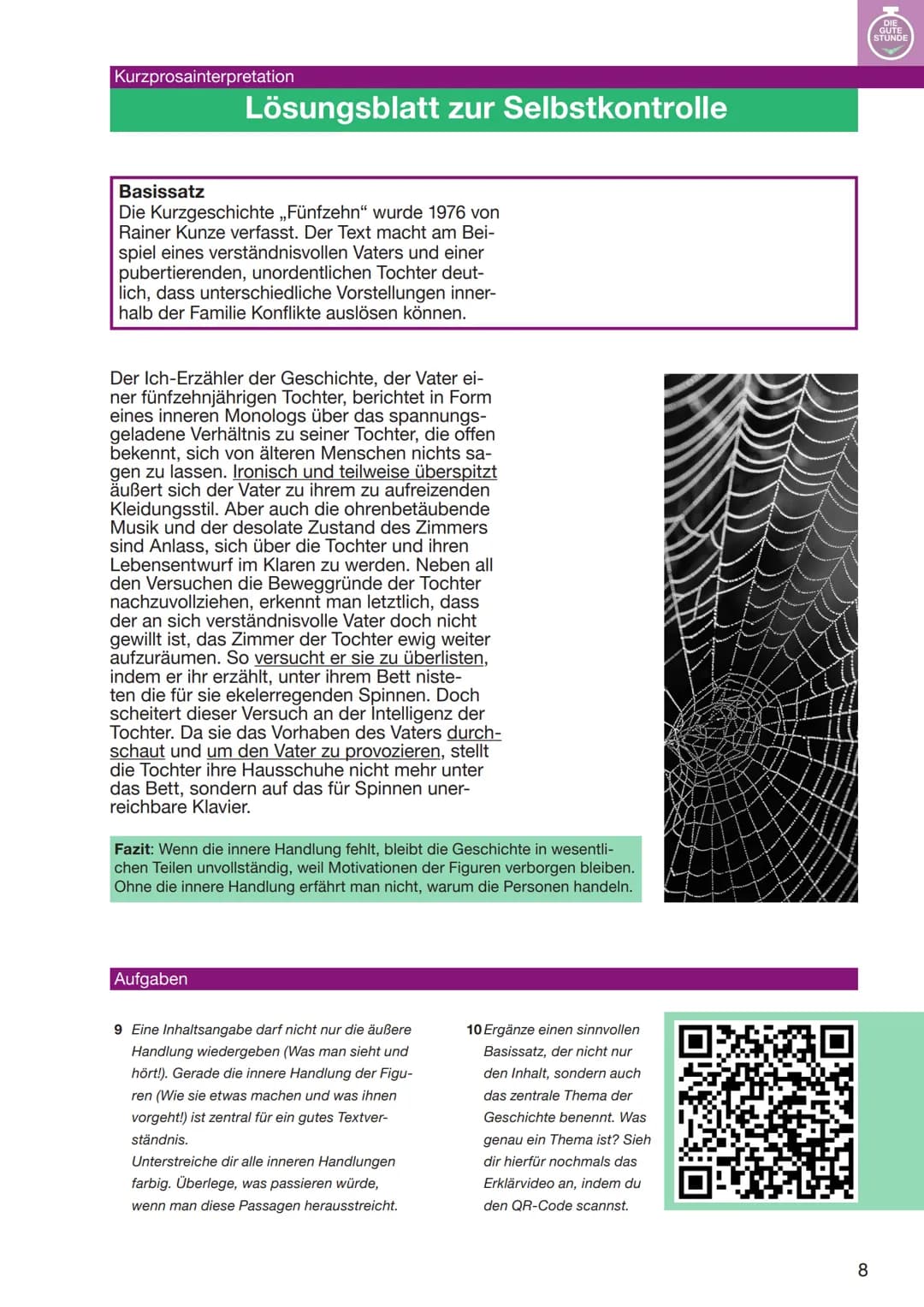 KURZPROSAINTERPRETATION
AM BEISPIEL VON KUNZES „FÜNFZEHN"
DIE
GUTE
STUNDE Kurzprosainterpretation
Erster Textzugang
Aufgaben
Ich bin über
dr