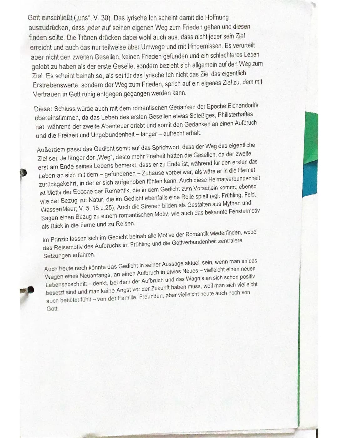 Gedichtinterpretation ,,Die zwei Gesellen"
Das Gedicht ,,Die zwei Gesellen" wurde 1818 zur Zeit der Romantik von Joseph von
Eichendorff verf