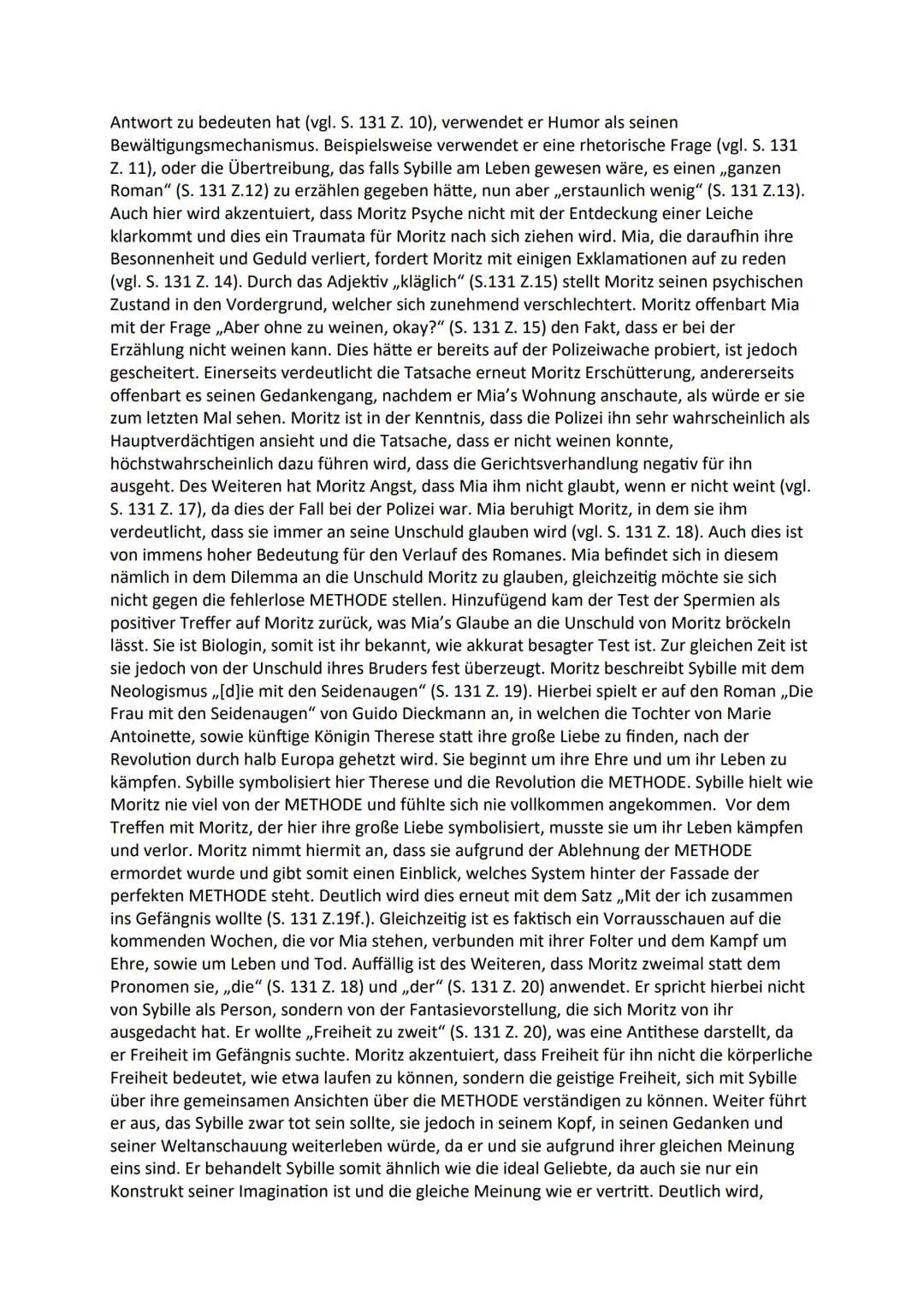 III. INTREPRETIEREN/ANALYSIEREN
Schreibe Analyse der folgenden Textstelle: Seite 130 ,,Mia..." bis Seite 132,...ausfallen
mochte"
Der Zukunf