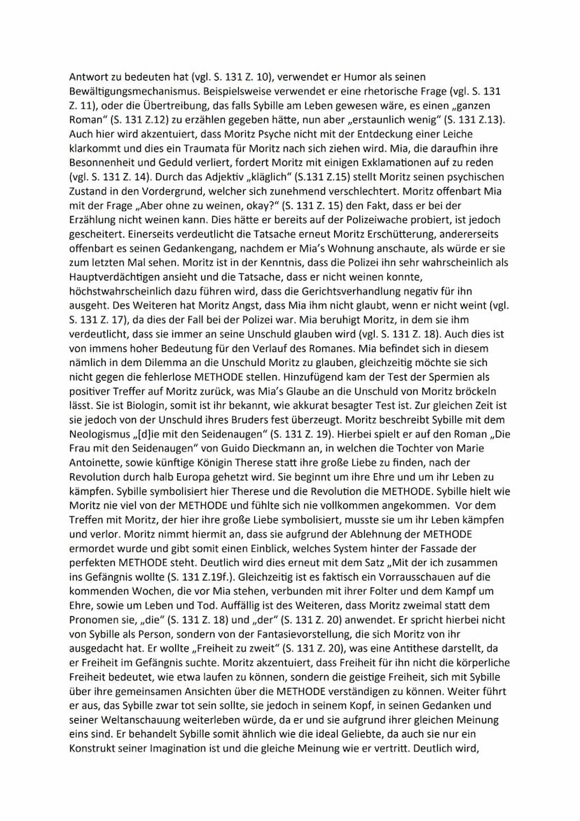 III. INTREPRETIEREN/ANALYSIEREN
Schreibe Analyse der folgenden Textstelle: Seite 130 ,,Mia..." bis Seite 132,...ausfallen
mochte"
Der Zukunf