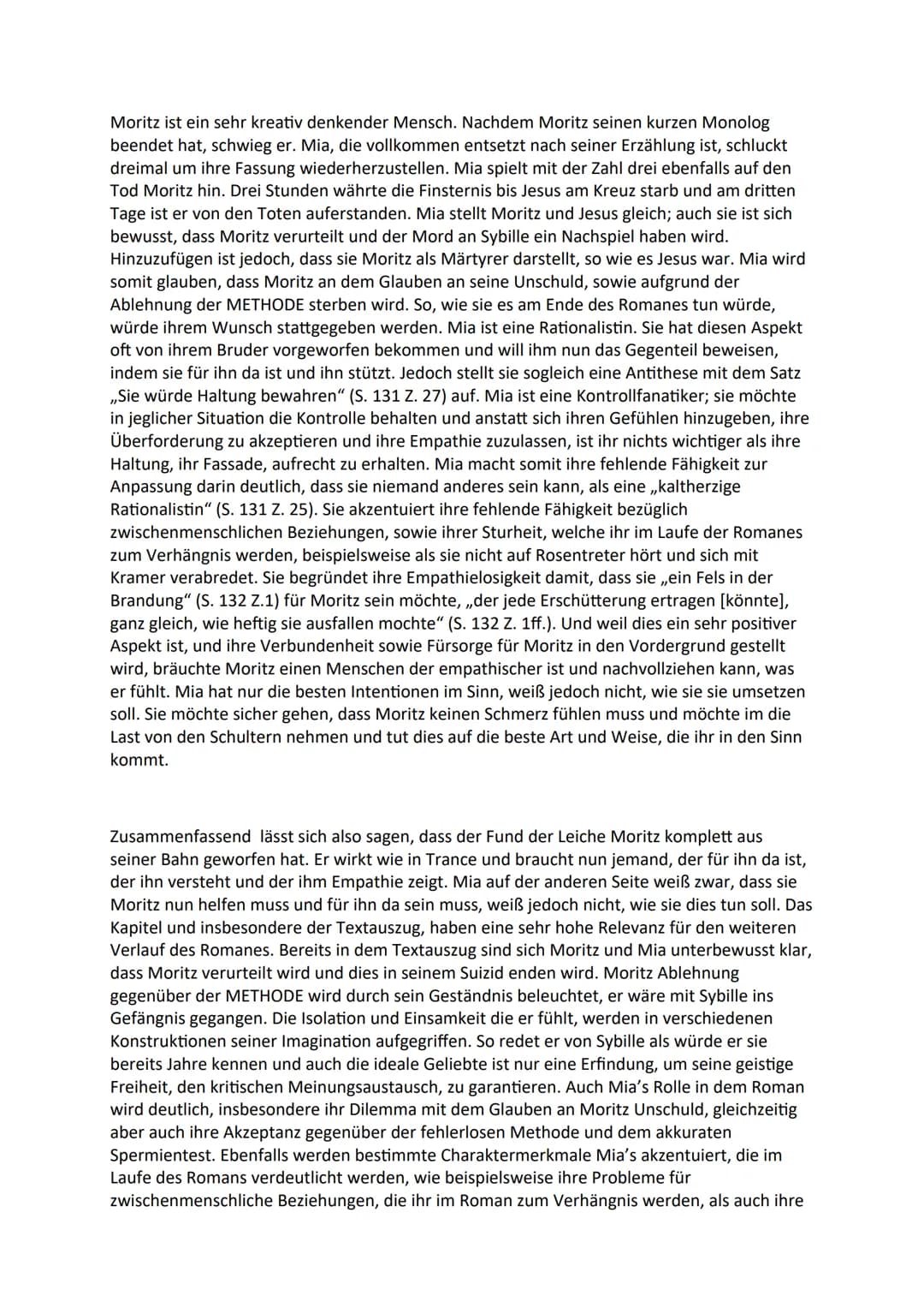 III. INTREPRETIEREN/ANALYSIEREN
Schreibe Analyse der folgenden Textstelle: Seite 130 ,,Mia..." bis Seite 132,...ausfallen
mochte"
Der Zukunf