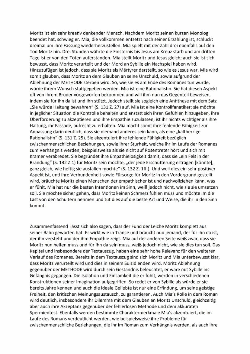 III. INTREPRETIEREN/ANALYSIEREN
Schreibe Analyse der folgenden Textstelle: Seite 130 ,,Mia..." bis Seite 132,...ausfallen
mochte"
Der Zukunf