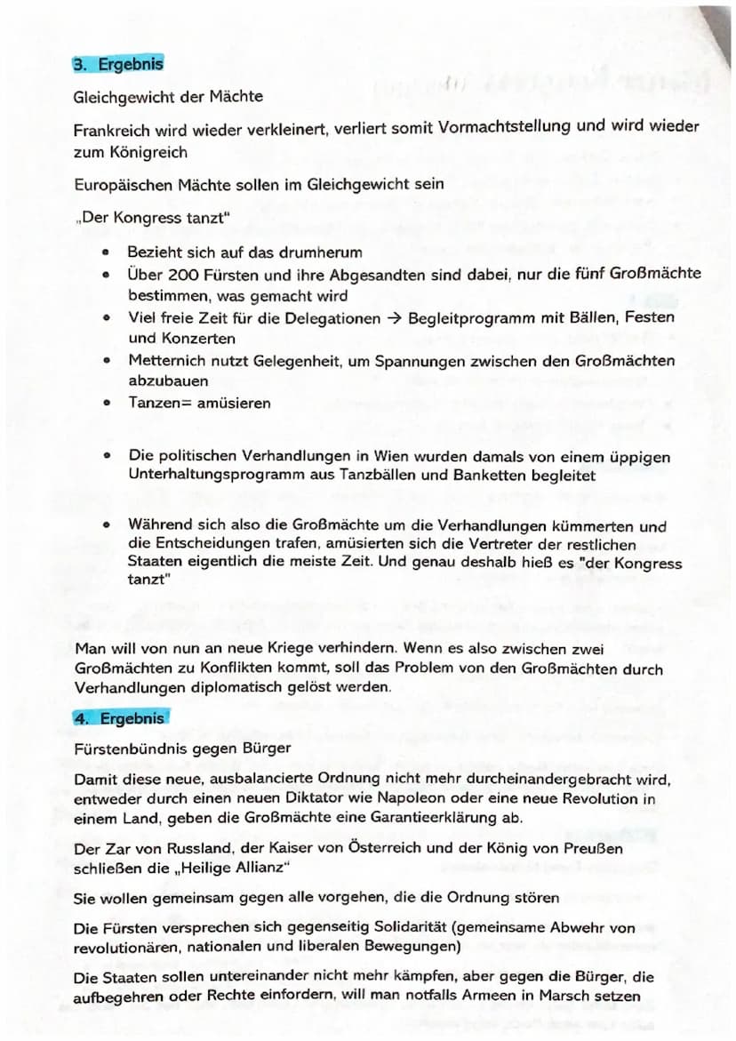 Wiener Kongress (1814/1815)
●
●
●
●
Napoleon befindet sich auf der Insel Elba im Exil
Neue Ordnung für Europa muss gefunden werden
Sieger: E