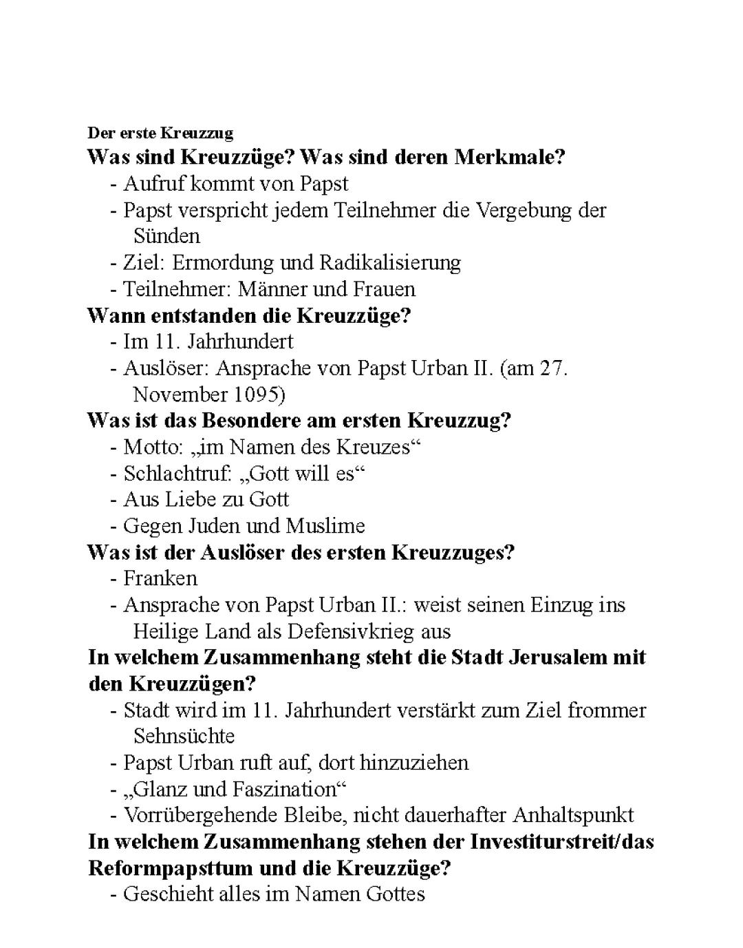 1. Kreuzzug einfach erklärt - Warum rief Papst Urban zum Kreuzzug auf?