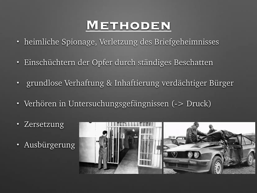 Stasi - Ministerium für Staats - “Sicherheit“
= geheimer Nachrichtendienst & Geheimpolizei der DDR, gegründet am 8. Februar 1950
-> Ziel: "Z