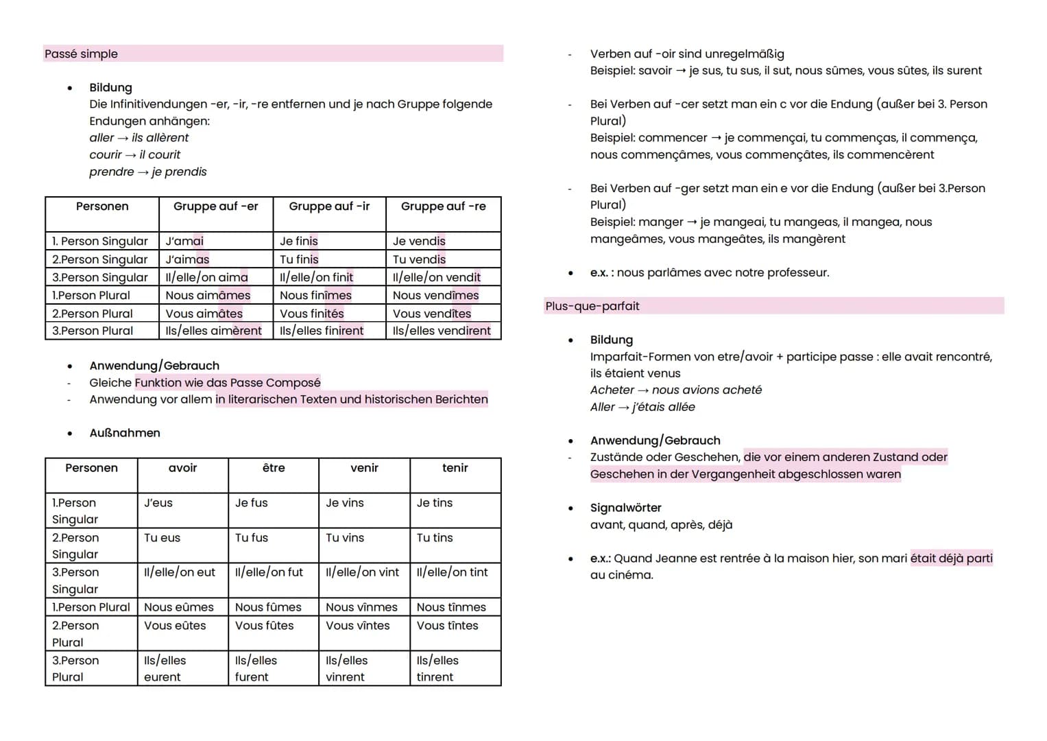 Futur composé
●
●
●
Französisch Zeiten
Bildung
aller + Infinitif des Verbes: vais, vas, va, allons, allez, vont
parler → je vais parler
Anwe