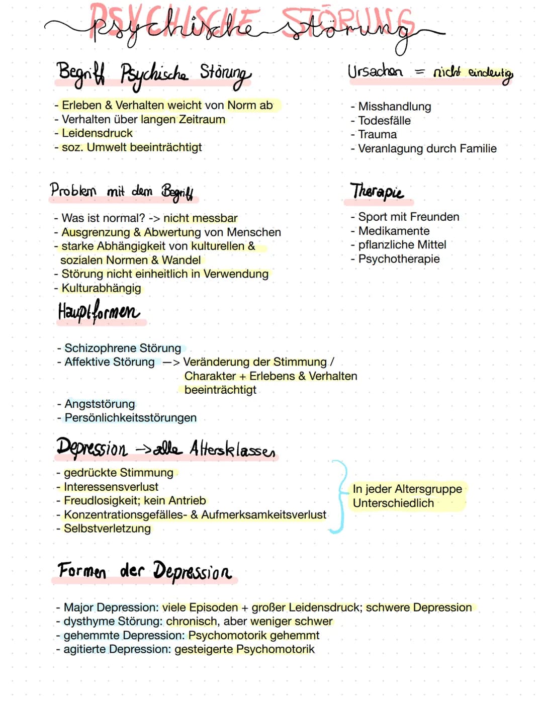  psychische storing
Begriff Psychische Störung
Ursachen
- Erleben & Verhalten weicht von Norm ab
- Verhalten über langen Zeitraum
- Leidensd