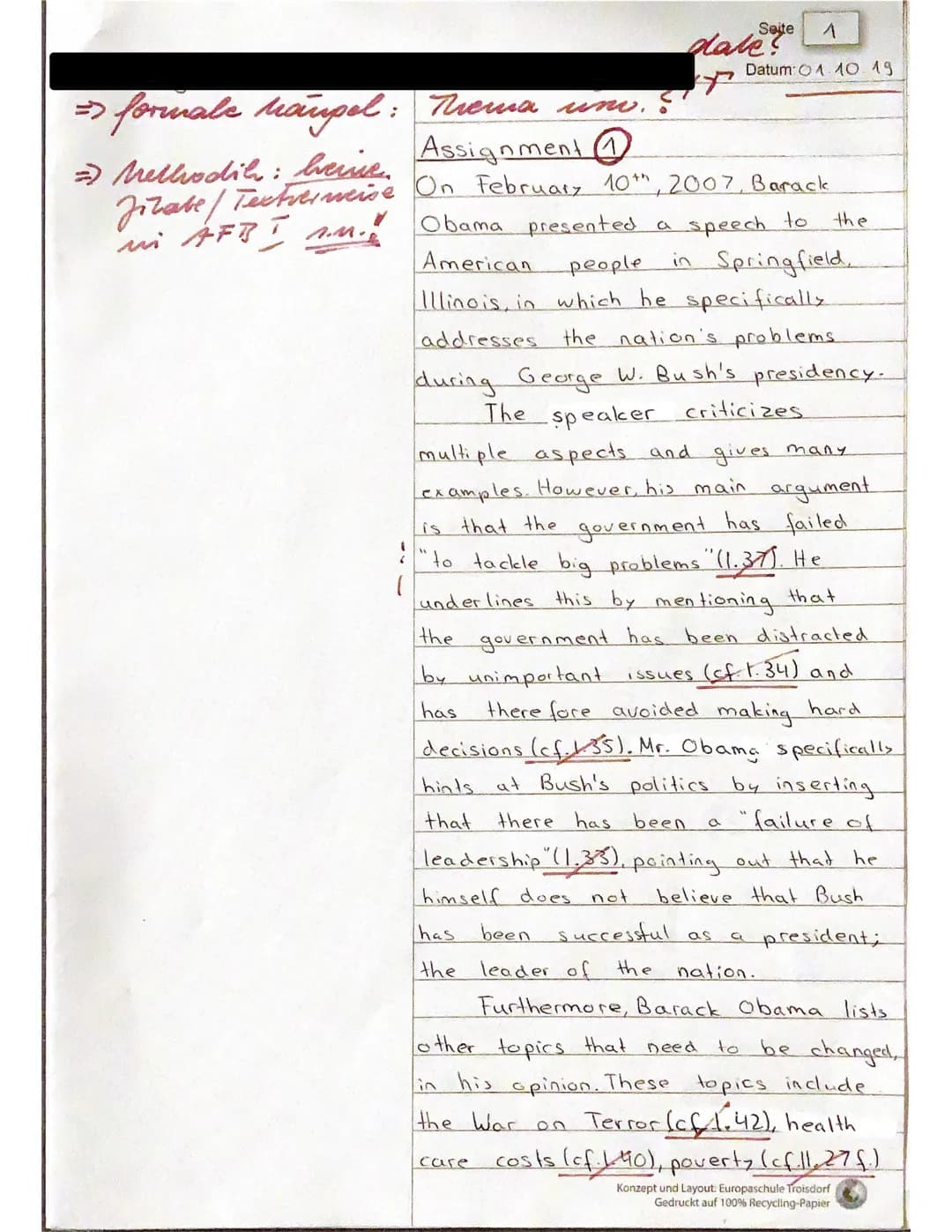 Lk eng 12/1.1
Assignments:
Theme: American Dream - Myth and Reality
Text: Barack Obama: Announcement for President (Springfield, February 10