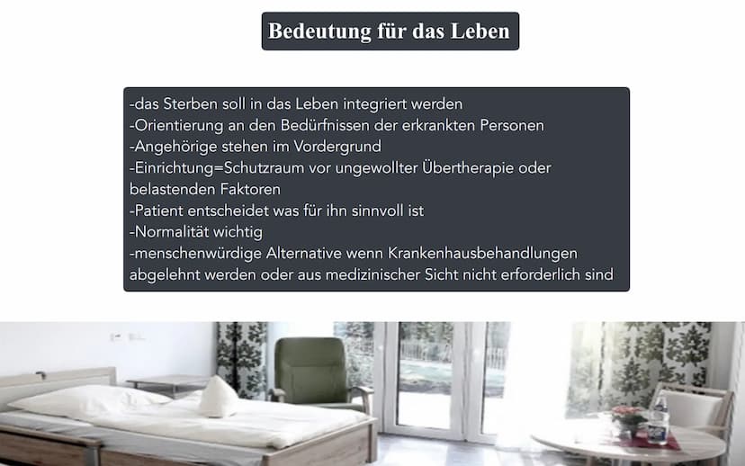 ne
Hospiz Inhalt
1.)Definition
2.)Die Geschichte des Hospiz
3.)Bedeutung für das Leben
4.)Aufnahmevoraussetzungen
5.)Finanzierung
6.)Beispie