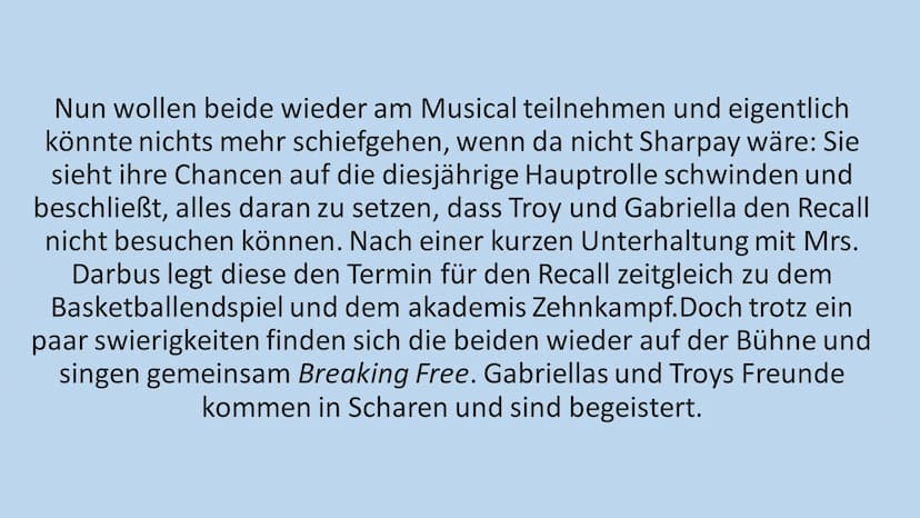 HIGH SCHOOL MUSICAL
HIGH
SCHOOL
MUSICAL Inhalt:
• High School Musical 1
High School Musical 2
High School Musical 3
●
●
Tournee
• Vanessa An