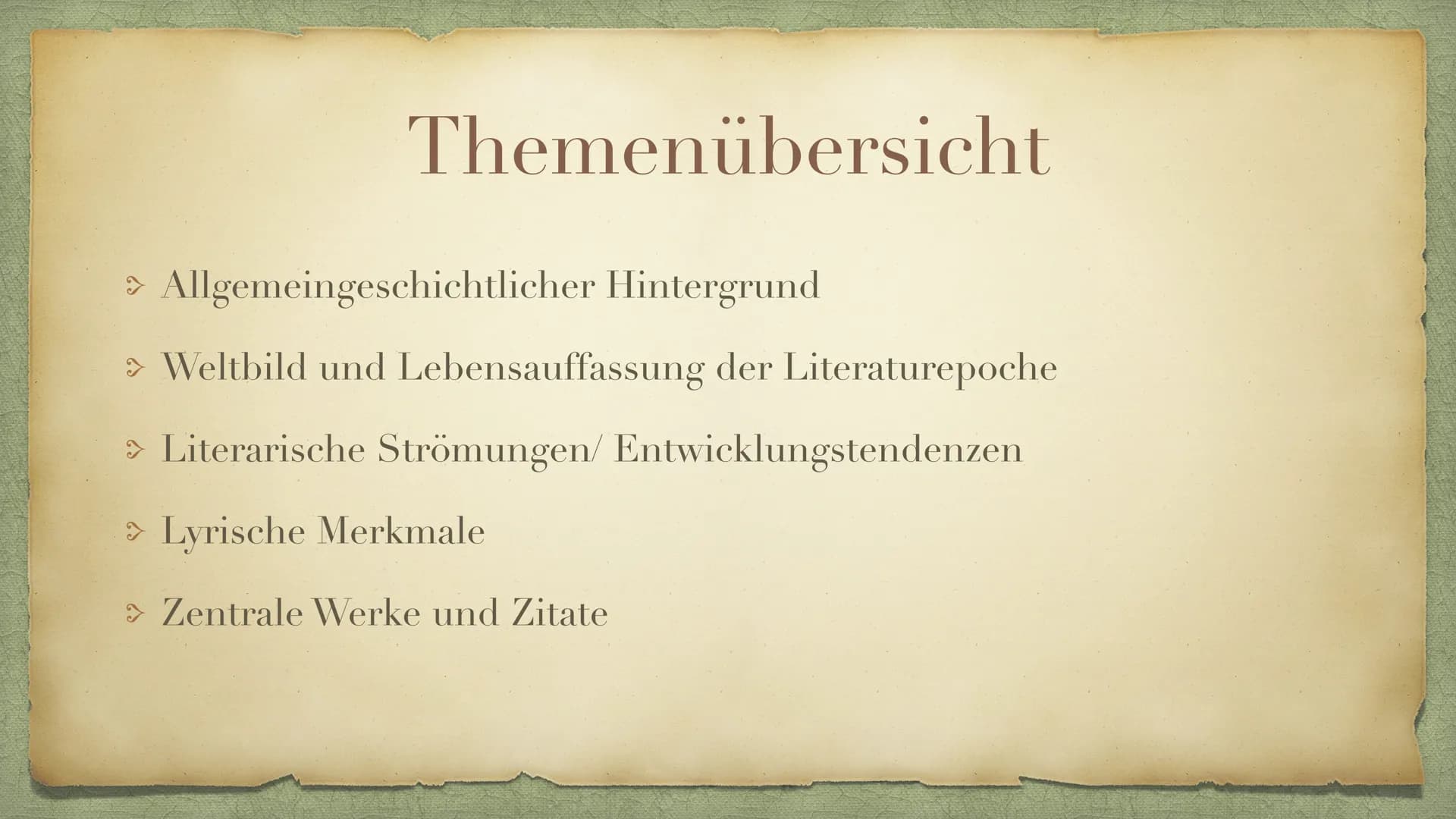 Naturalismus
aus dem lateinischen „Natura" Deustch: Natur
(ca. 1880- ca. 1900) Themenübersicht
> Allgemeingeschichtlicher Hintergrund
> Welt