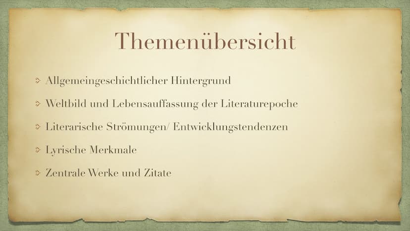 Naturalismus
aus dem lateinischen „Natura" Deustch: Natur
(ca. 1880- ca. 1900) Themenübersicht
> Allgemeingeschichtlicher Hintergrund
> Welt