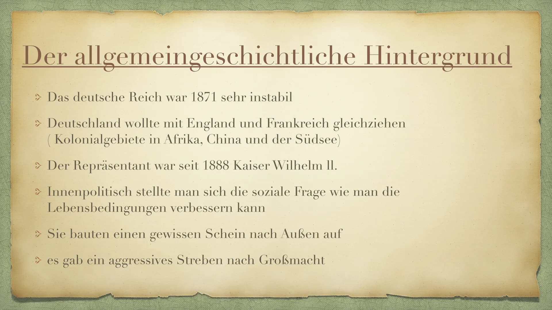 Naturalismus
aus dem lateinischen „Natura" Deustch: Natur
(ca. 1880- ca. 1900) Themenübersicht
> Allgemeingeschichtlicher Hintergrund
> Welt
