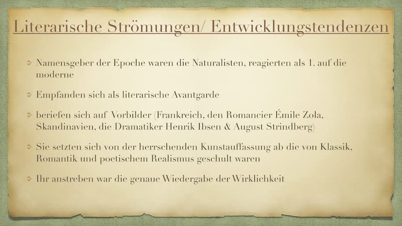 Naturalismus
aus dem lateinischen „Natura" Deustch: Natur
(ca. 1880- ca. 1900) Themenübersicht
> Allgemeingeschichtlicher Hintergrund
> Welt