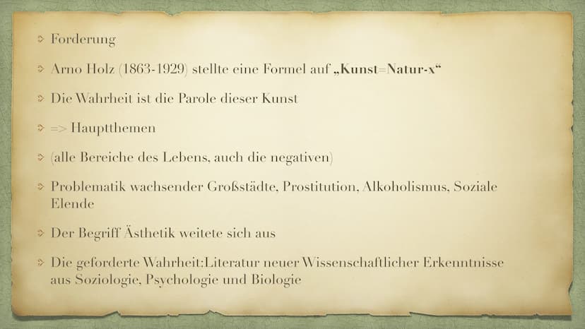 Naturalismus
aus dem lateinischen „Natura" Deustch: Natur
(ca. 1880- ca. 1900) Themenübersicht
> Allgemeingeschichtlicher Hintergrund
> Welt