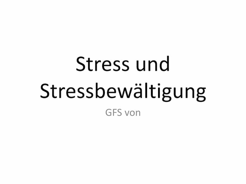 Einleitung
,,Heute bin ich wieder so gestresst“, „Durch die ganzen Klassenarbeiten hab ich einen
Wahnsinns-Stress". Stress ist in der heutig