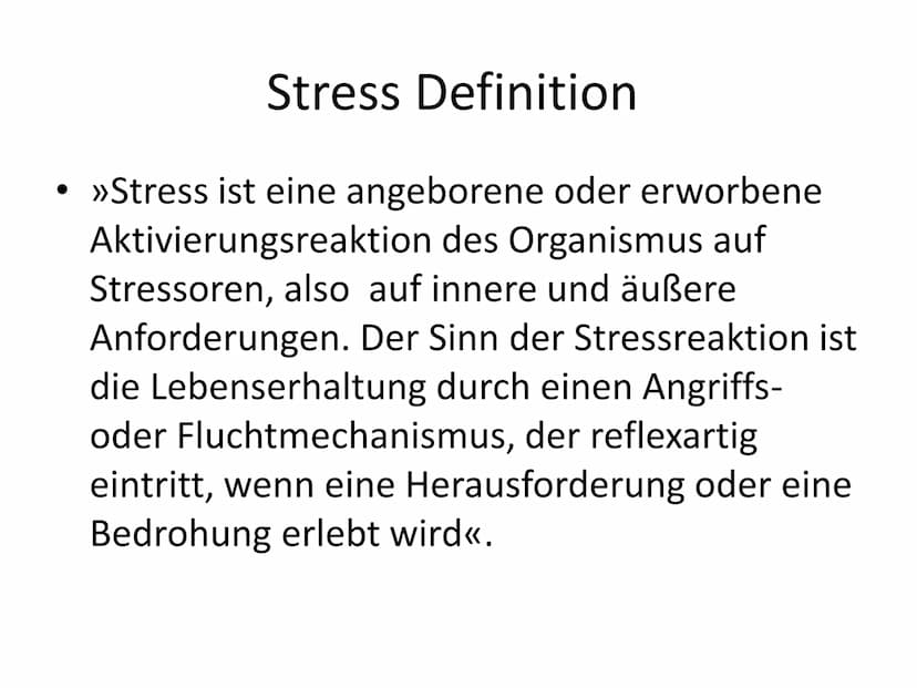 Einleitung
,,Heute bin ich wieder so gestresst“, „Durch die ganzen Klassenarbeiten hab ich einen
Wahnsinns-Stress". Stress ist in der heutig