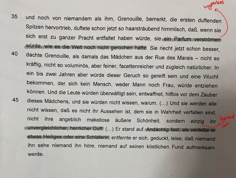h
1
1
5
10
11-12
Vergleich
Wieder schloß er die Augen. Die Düfte des Gartens fielen über ihn her, deutlich und
- klar konturiert wie die far