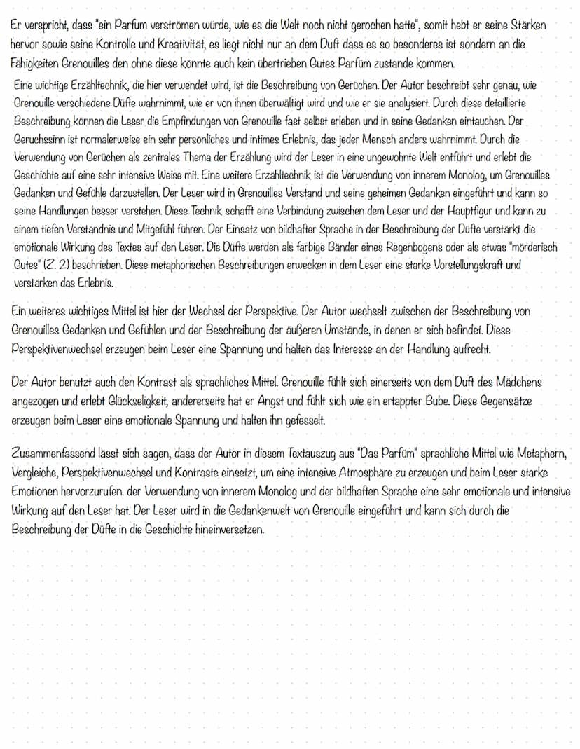 h
1
1
5
10
11-12
Vergleich
Wieder schloß er die Augen. Die Düfte des Gartens fielen über ihn her, deutlich und
- klar konturiert wie die far