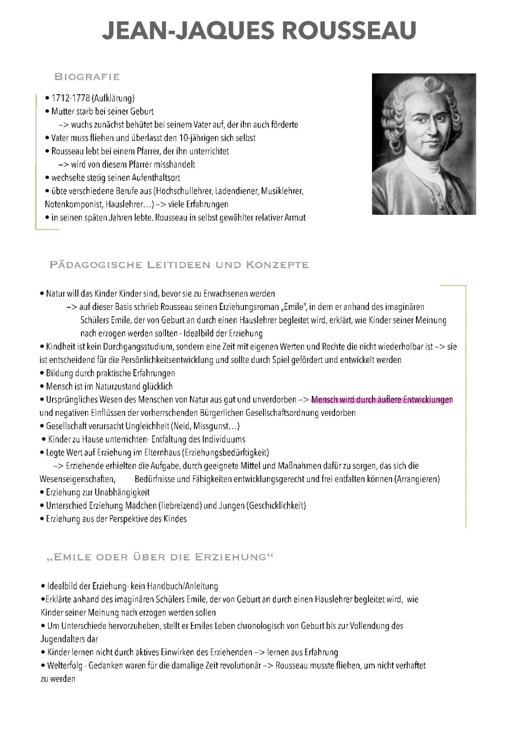 Rousseau, Pestalozzi, Comenius