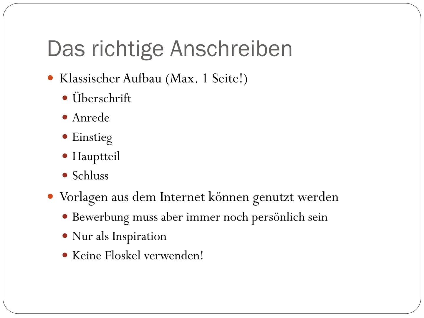 Ausarbeitung Bewerbung auf einen Praktikumsplatz
Bevor es losgeht
Als Erstes musst du dir klar machen, was du überhaupt willst. Machst du ei