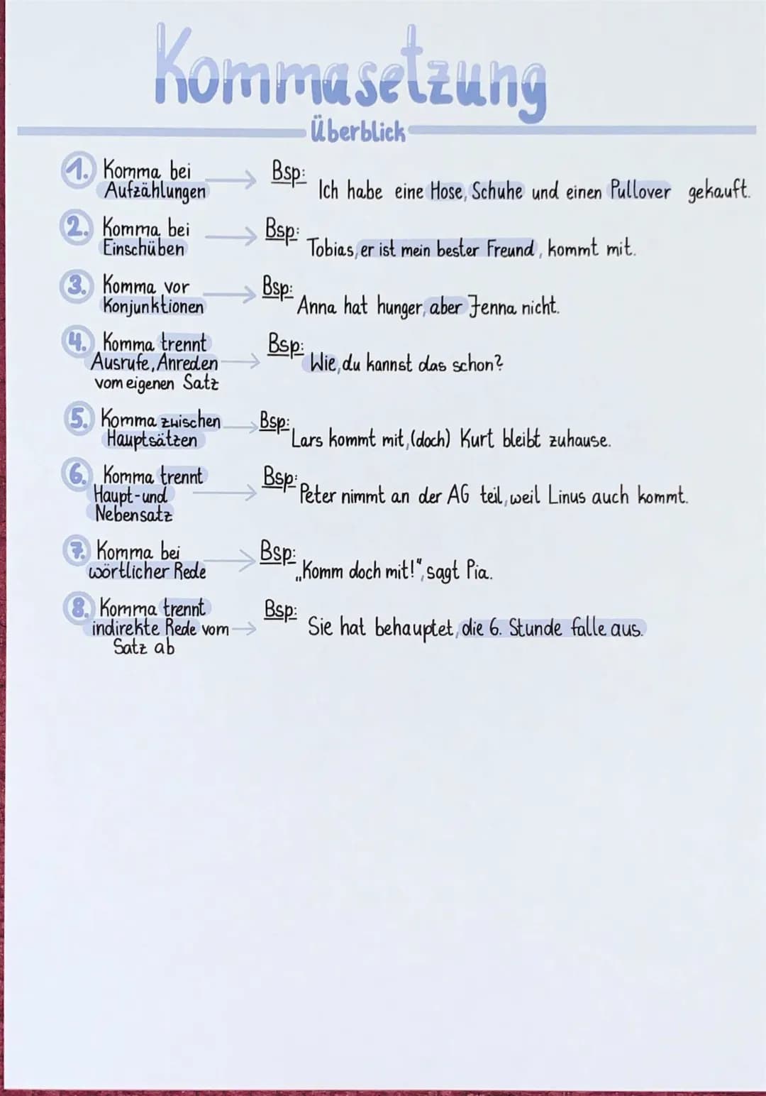 Kommasetzung
