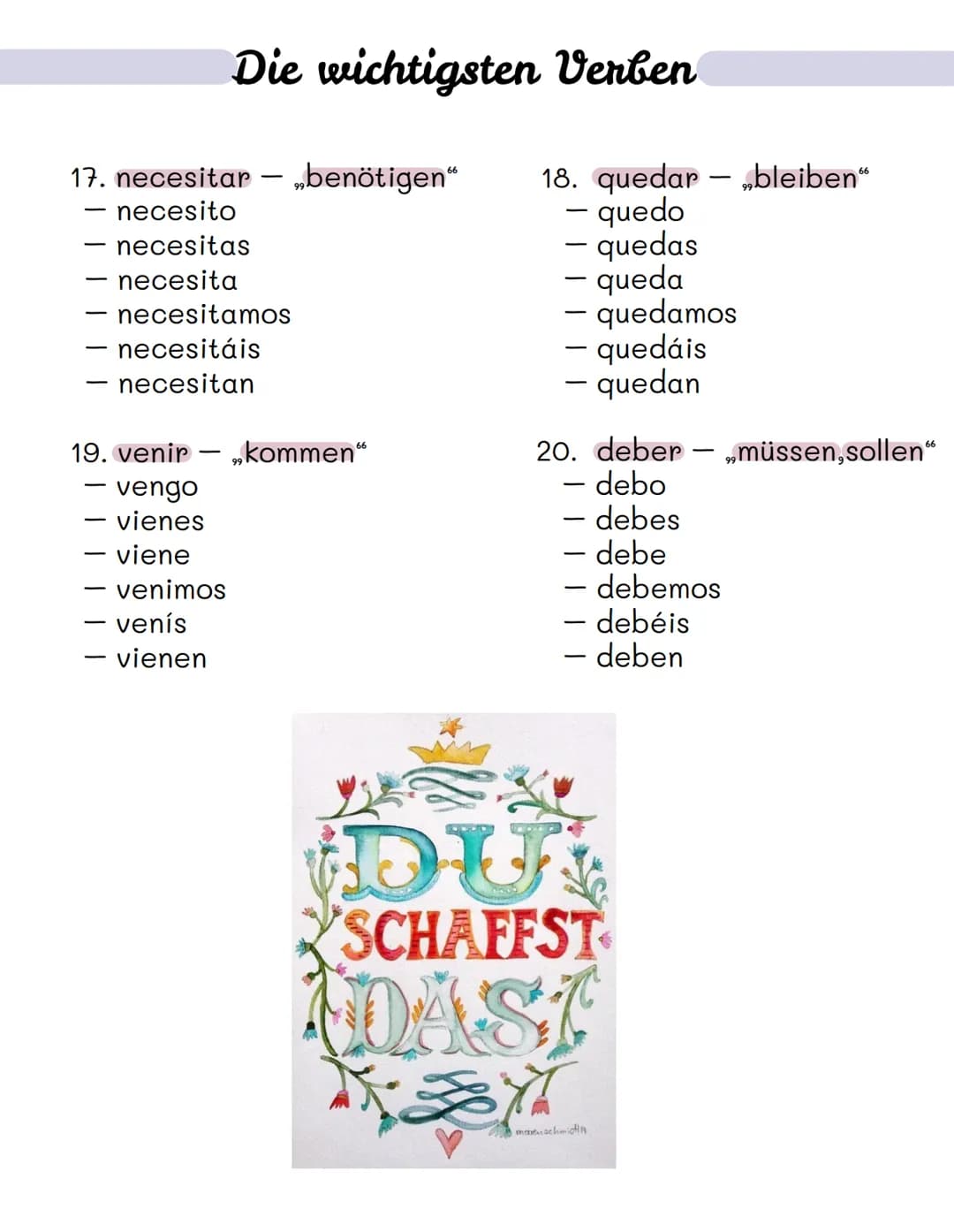9. decir,sagen“
- digo
- dices
- dice
- decimos
- decís
- dicen
11. hablar — „sprechen"
- hablo
- hablas
- habla
- hablamos
- habláis
- habl