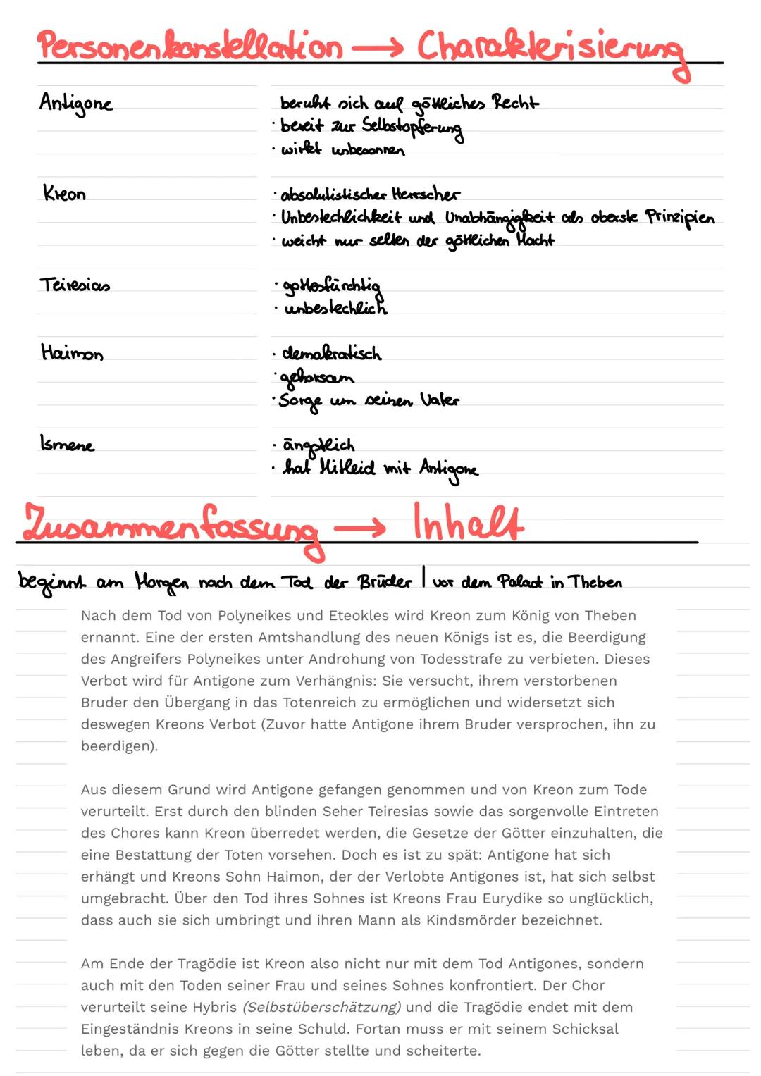 Prolog (1. Szene) →→ Exposition
Antigone, Ismene am
zu
Ismene versucht,
Antigone
überzeugen, dies
nicht zu tun
Morgen
Antigone erklärt (-Pol