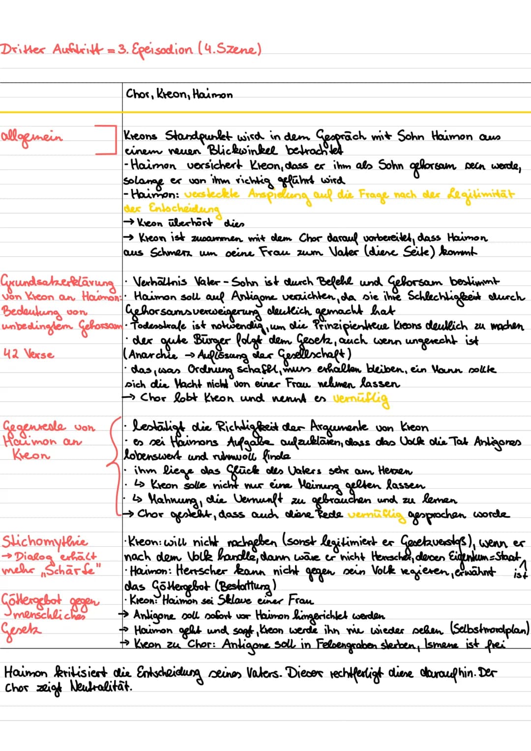 Prolog (1. Szene) →→ Exposition
Antigone, Ismene am
zu
Ismene versucht,
Antigone
überzeugen, dies
nicht zu tun
Morgen
Antigone erklärt (-Pol