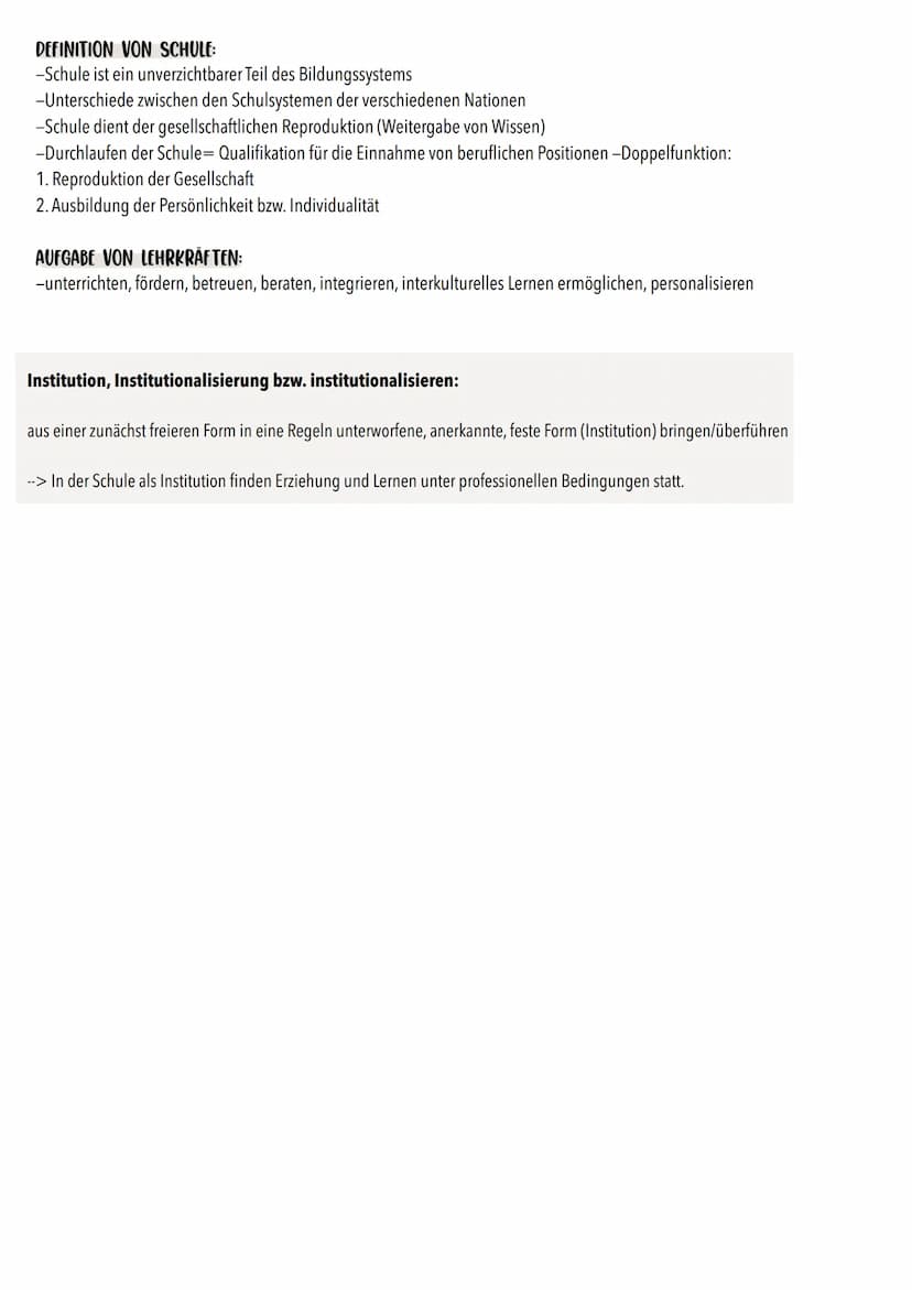 Helmut Fend
GRUNDANNAHME:
-Schule übernimmt 4 Grundfunktionen -> persönliche Entwicklung des
Individuums, Reproduktionskatalogen der Gesells