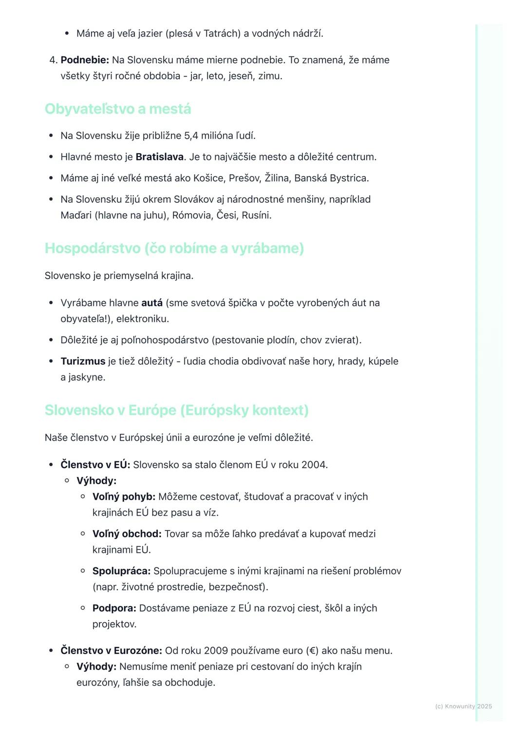 # Slovensko - naša vlasť v
európskom kontexte

1. Prehľad našej vlasti v Európe

Ahojte! Pripravujem si poznámky na písomku z Geografie o Sl