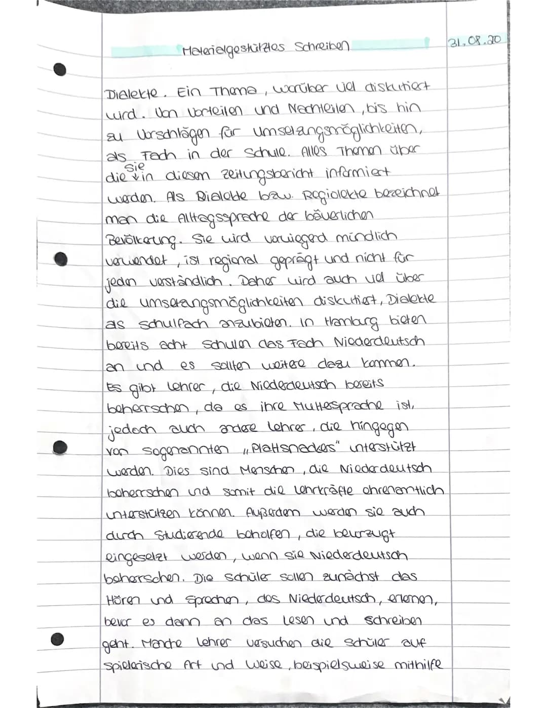Materialgestütztes Schreiben
Dialekte. Ein Thema, worüber viel diskutiert.
wird. Von Vorteilen und Nachteilen, bis hin
su Vorschlägen for um