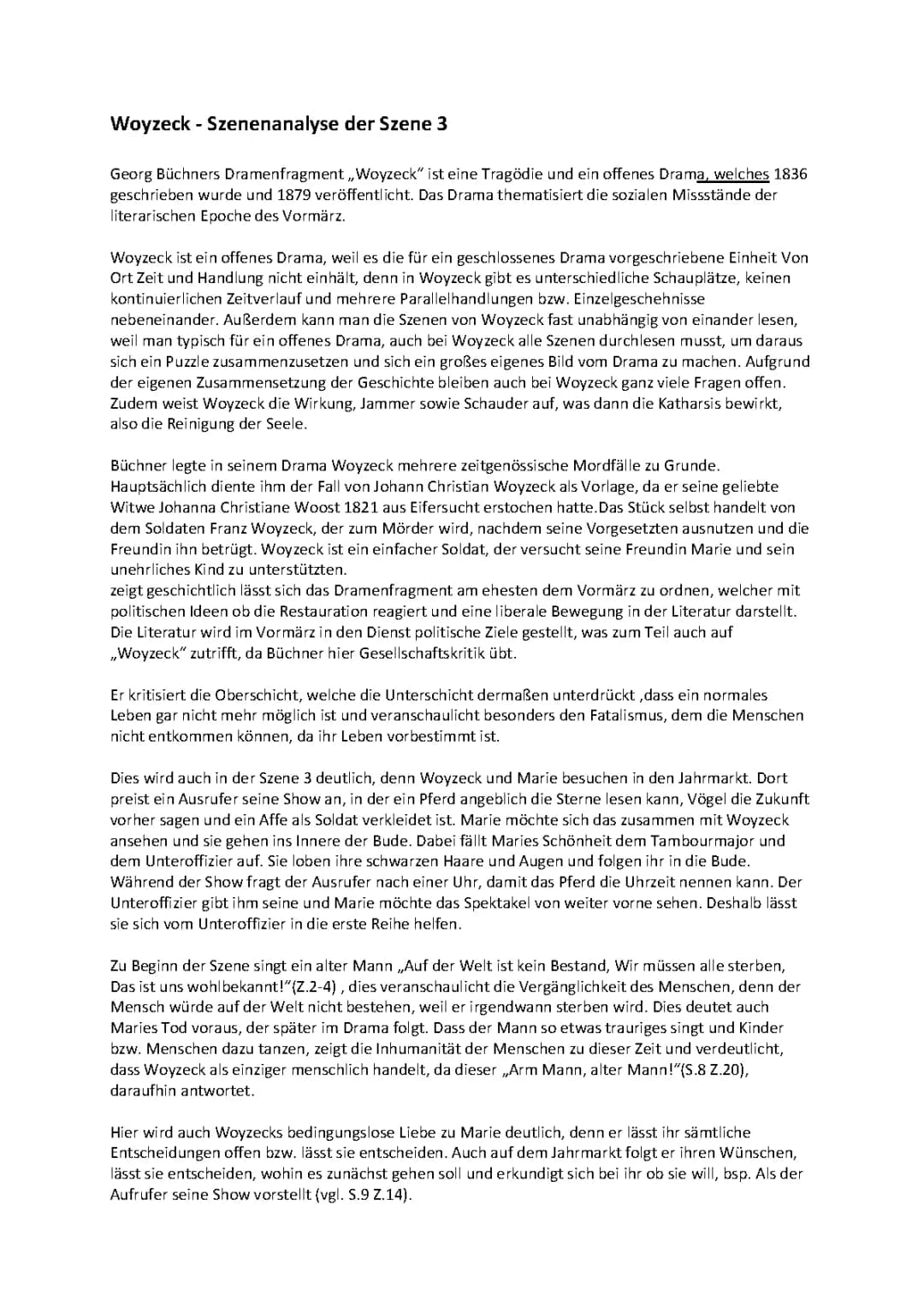 Woyzeck: Szenen 3 bis 9 Analyse und Zusammenfassung für das Abitur