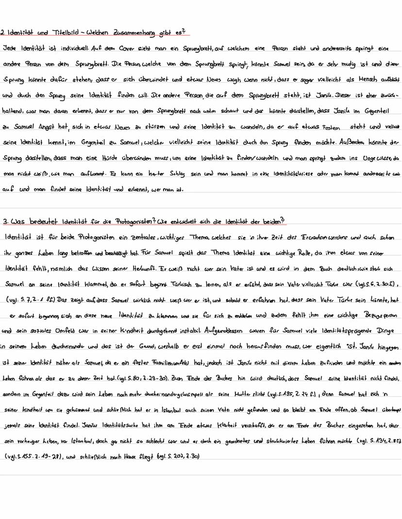 Räuberhände 1. Auf Seite sieben sagt Janik, das Thema ,, Heimat und Identität" sei für Samuel sehr wichtig. In der Tat spielt dieses Thema e