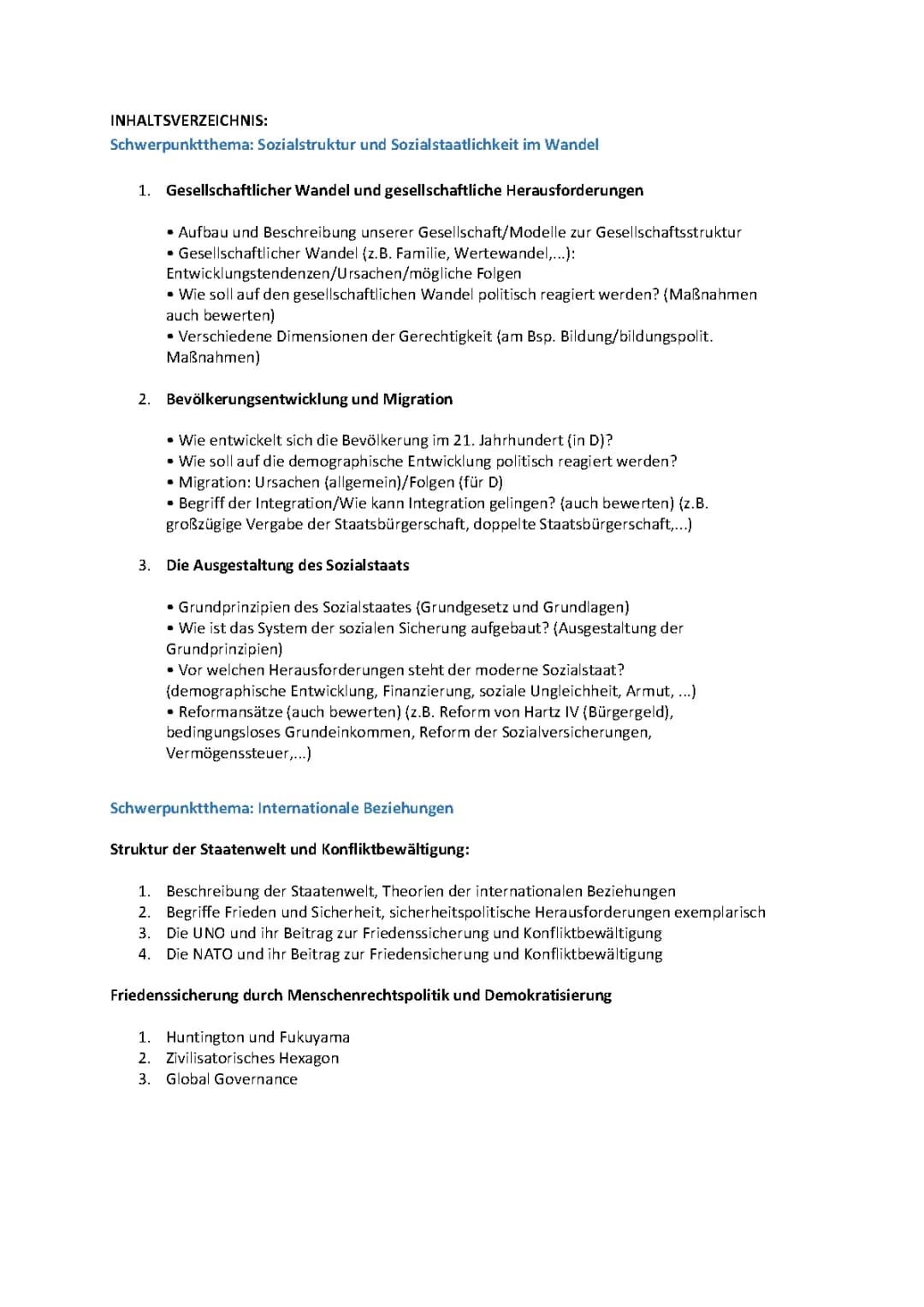Abitur GK Sozialstaat + Internationale Beziehungen