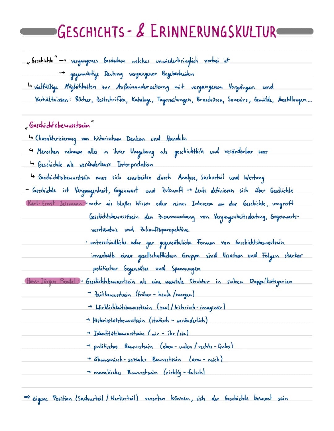 Geschichts- und Erinnerungskultur 13.2 Lernzettel