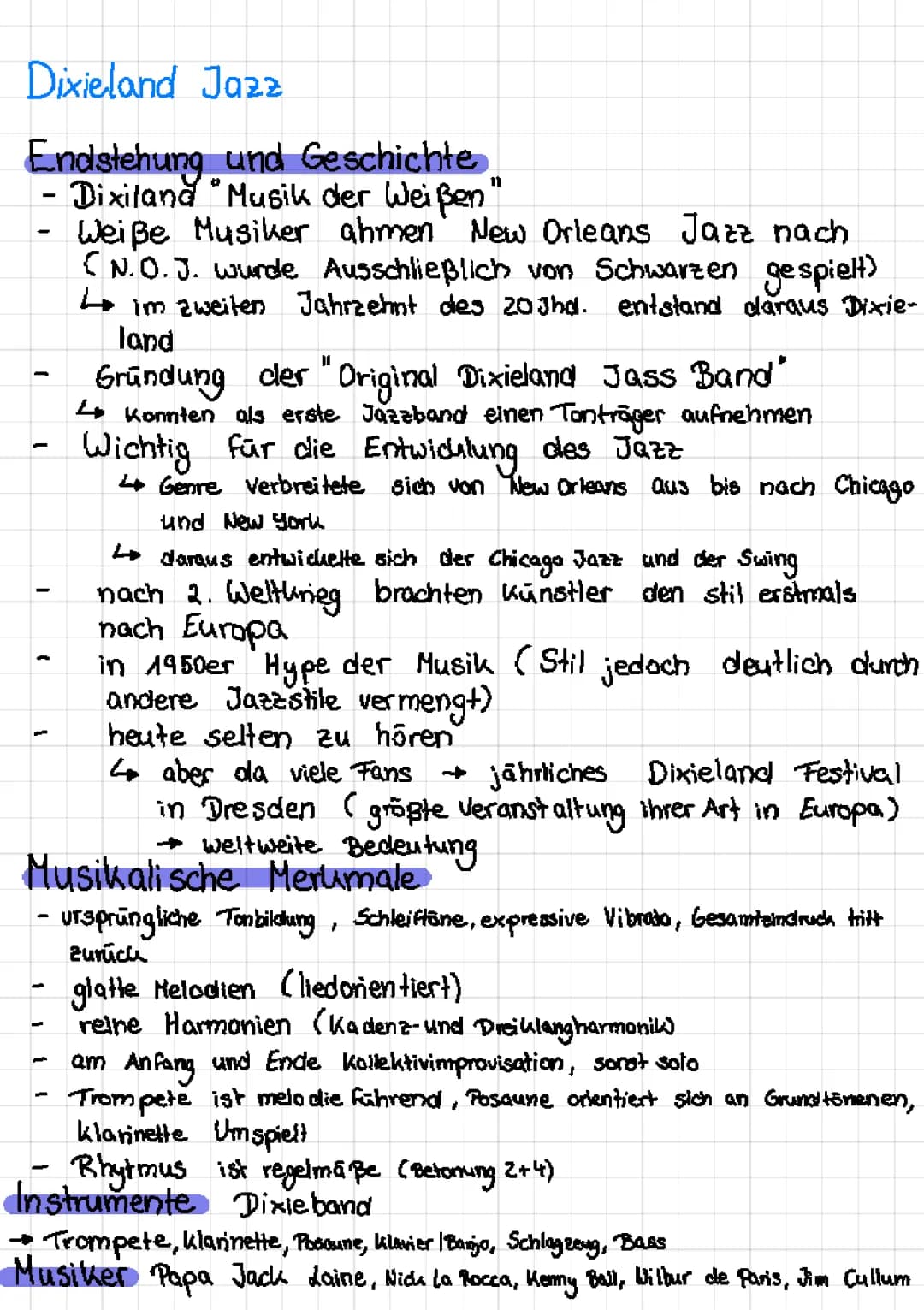 Dixieland Jazz: Musiker und musikalische Merkmale