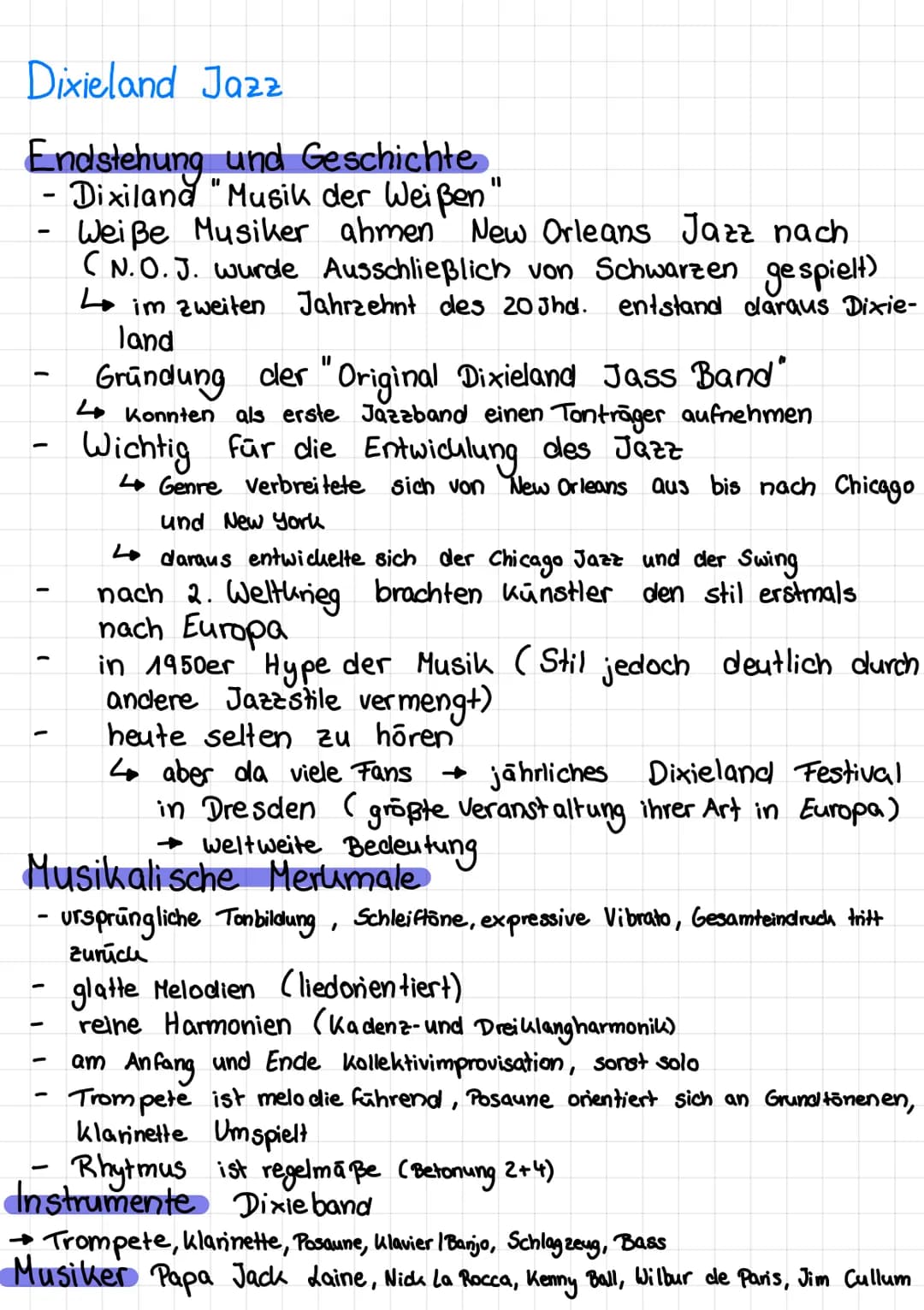 
<p>Der Dixieland Jazz, auch bekannt als "Musik der Weißen", entstand im zweiten Jahrzehnt des 20. Jahrhunderts, als weiße Musiker den New O