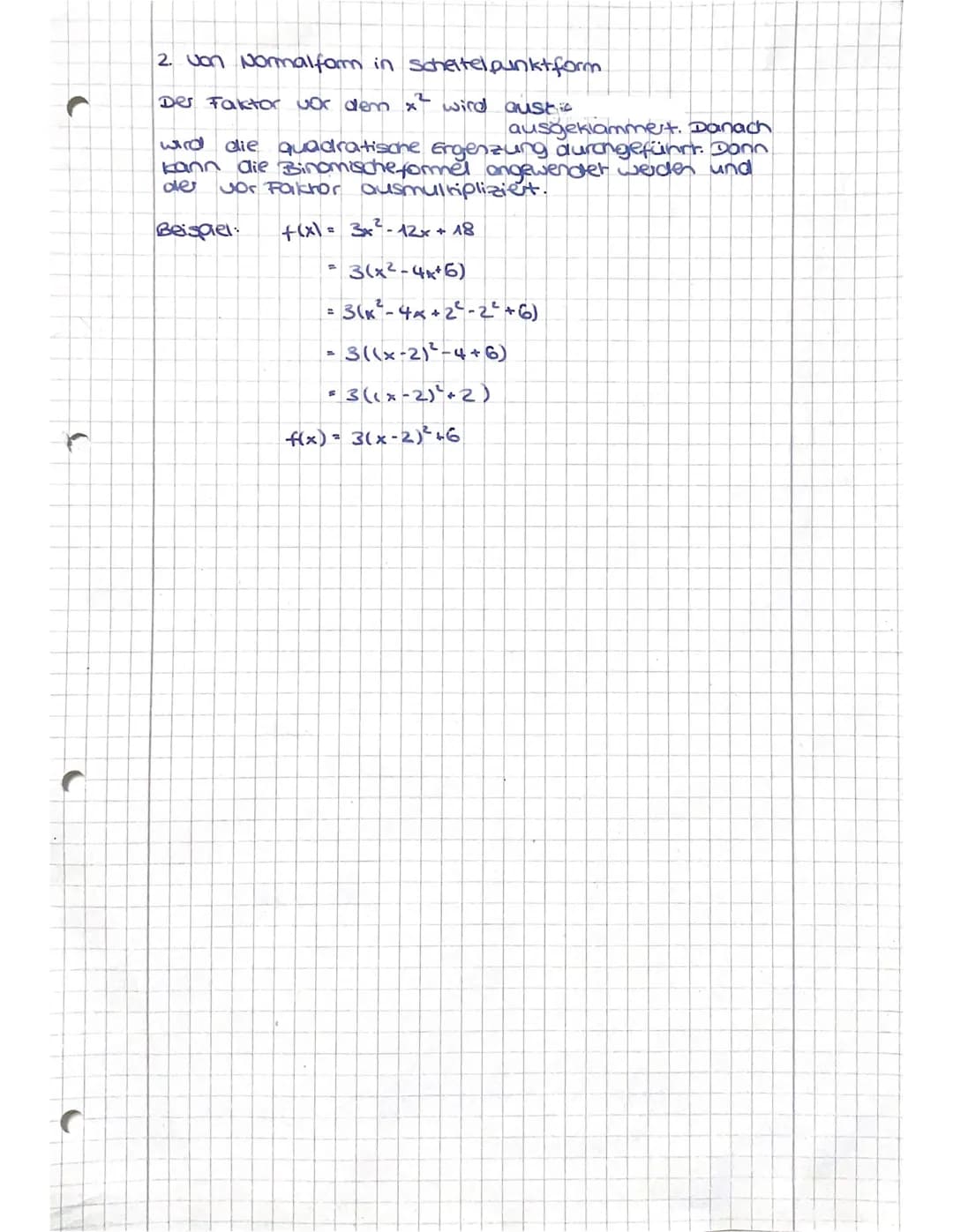 3
Normalform: f(x) = ax² + bx +s
Quadratische Funktionen
veschiebung
a: beschreibt die Streckung oder
Stauchung de Parabel
C:
umformen:
wenn