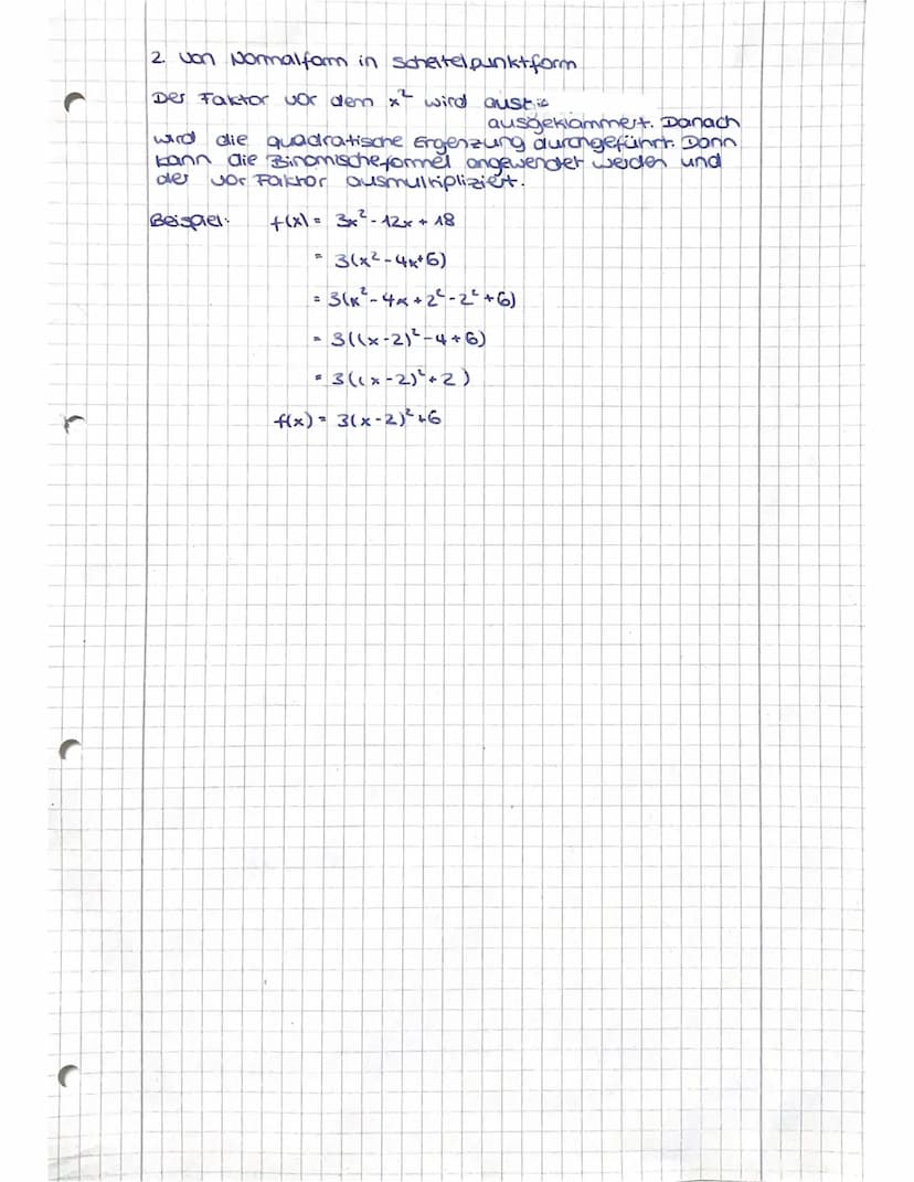 3
Normalform: f(x) = ax² + bx +s
Quadratische Funktionen
veschiebung
a: beschreibt die Streckung oder
Stauchung de Parabel
C:
umformen:
wenn