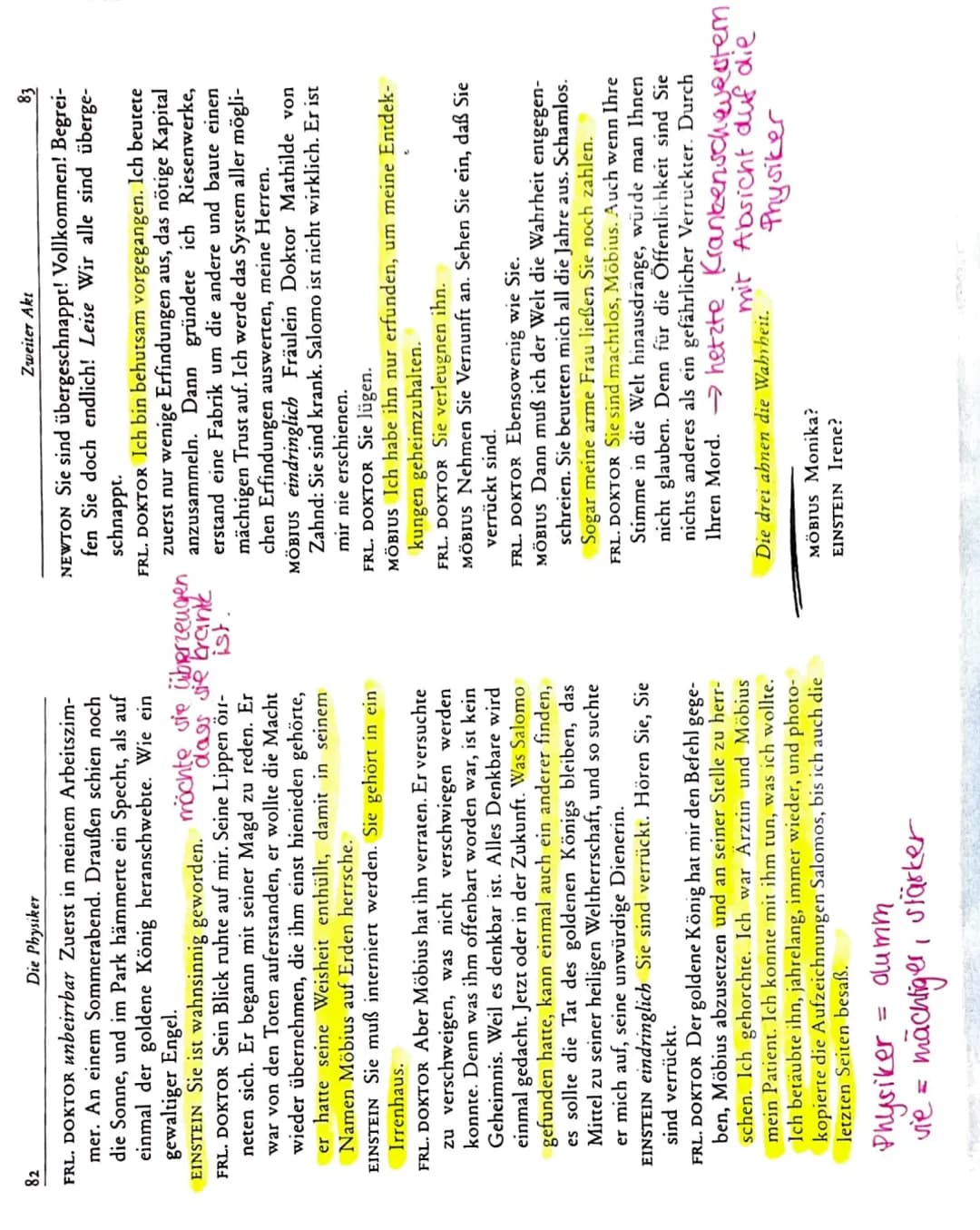 Klausur Nr. 2: Dürrenmatt, Die Physiker
●
Aufgabe 1:
a) Analysiere die angegebene Textstelle, indem du:
Einen Einleitungssatz verfasst.
Bezu