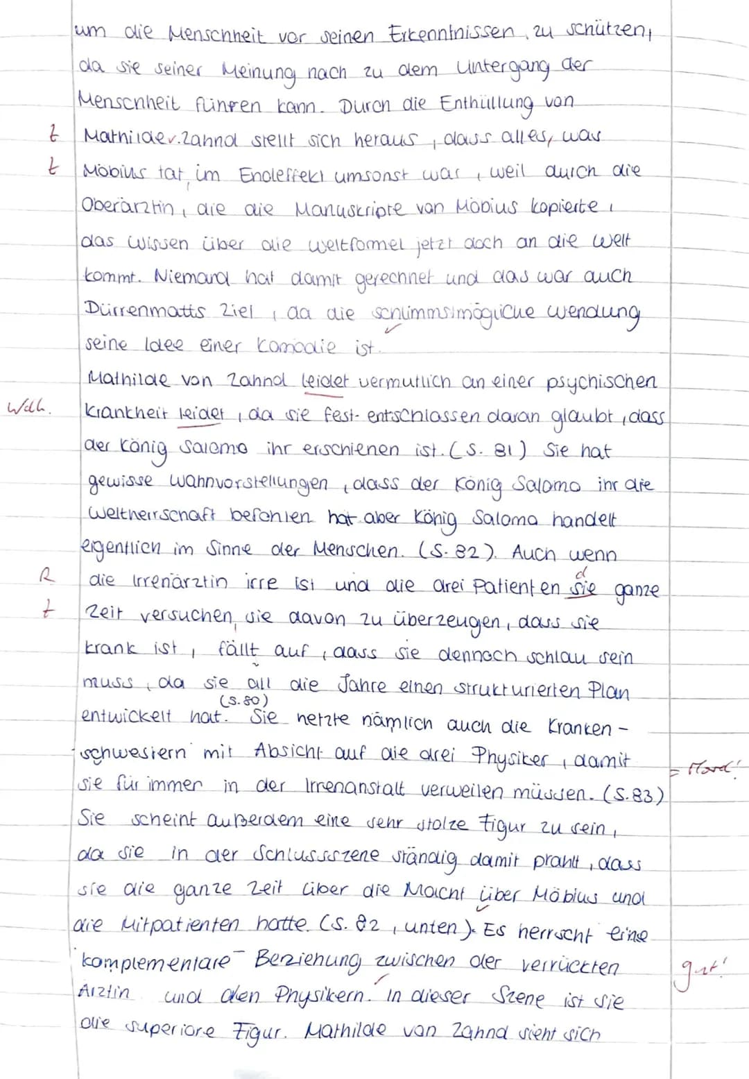 Klausur Nr. 2: Dürrenmatt, Die Physiker
●
Aufgabe 1:
a) Analysiere die angegebene Textstelle, indem du:
Einen Einleitungssatz verfasst.
Bezu