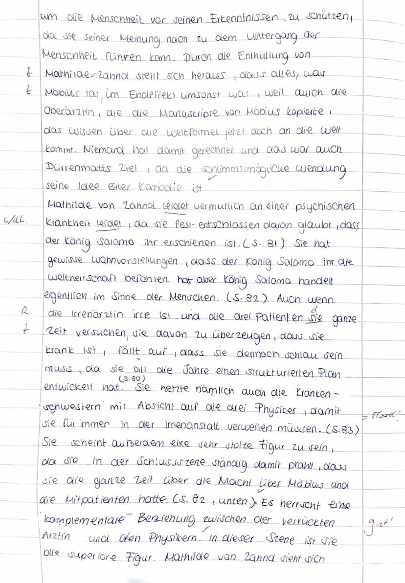 Klausur Nr. 2: Dürrenmatt, Die Physiker
●
Aufgabe 1:
a) Analysiere die angegebene Textstelle, indem du:
Einen Einleitungssatz verfasst.
Bezu