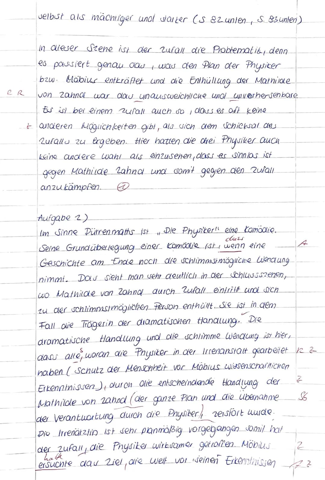 Klausur Nr. 2: Dürrenmatt, Die Physiker
●
Aufgabe 1:
a) Analysiere die angegebene Textstelle, indem du:
Einen Einleitungssatz verfasst.
Bezu
