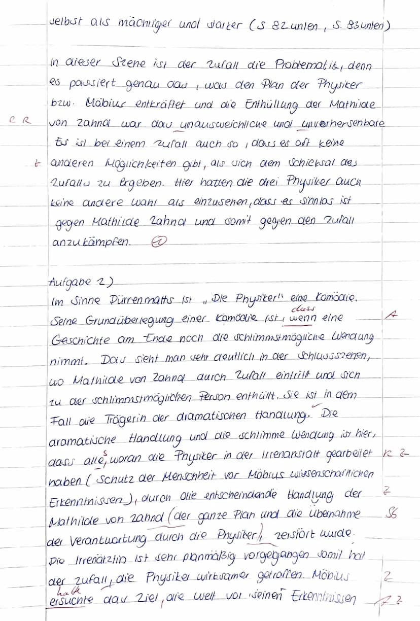 Klausur Nr. 2: Dürrenmatt, Die Physiker
●
Aufgabe 1:
a) Analysiere die angegebene Textstelle, indem du:
Einen Einleitungssatz verfasst.
Bezu