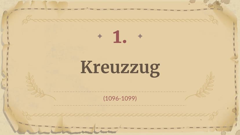 Kreuzzüge
im
Mittelalter
A6AA604 01 +
Kreuzzüge
02 +
Ursachen &
Anlässe
+04+
1.-7. Kreuzzug
05 +
Folgen
03
Motive der
Kreuzfahrer e
Kreuzzüg